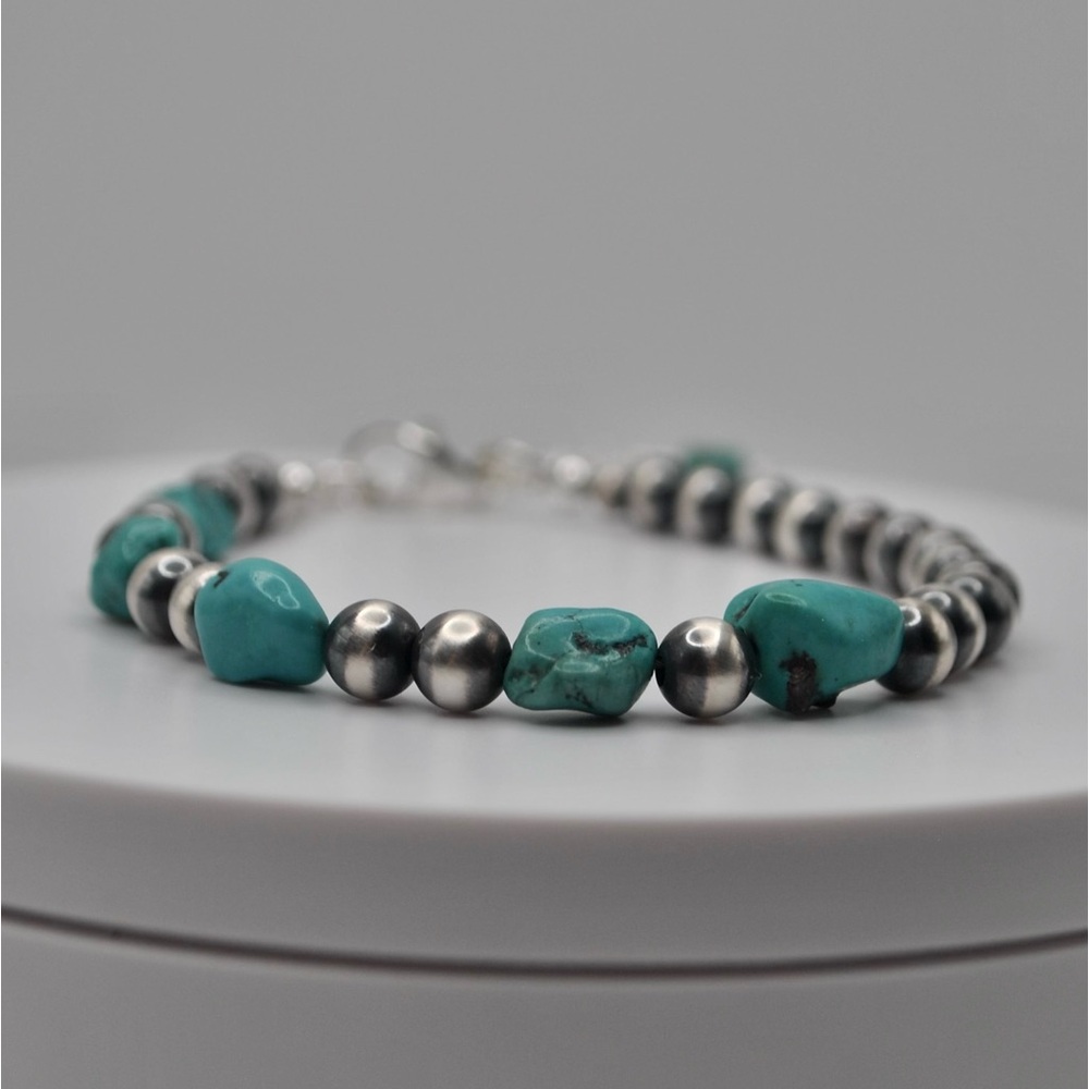 Handcrafted Navajo Pearl & Turquoise Bracelet